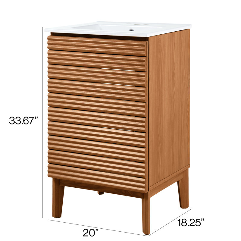 Calandre 20'' Single Bathroom Vanity with Ceramic Top, Brown