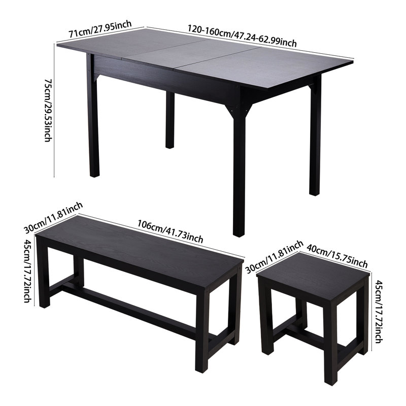 6 - Person Dining Set, Black