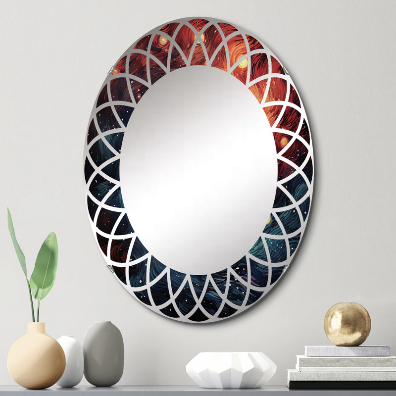 Climsland - Miroir mural abstrait ovale, 30 po x 20 po