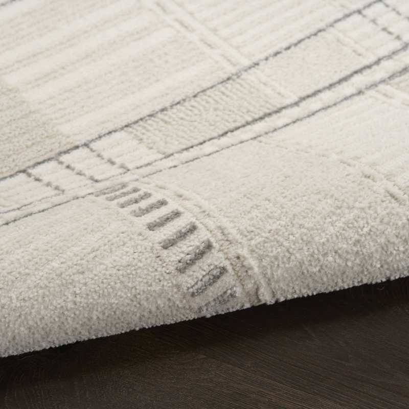 Tapis d'intérieur moderne ivoire Ebern Designs Faunsdale, Tapis de couloir 2 pi x 6 pi