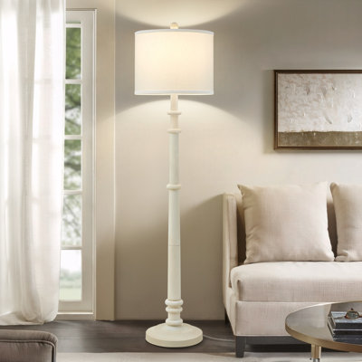 Lampe sur pied 60 po rétro à température de couleur ajustable avec abat-jour en lin rustique rétro pour la maison, la chambre à coucher, la lecture, le bureau
