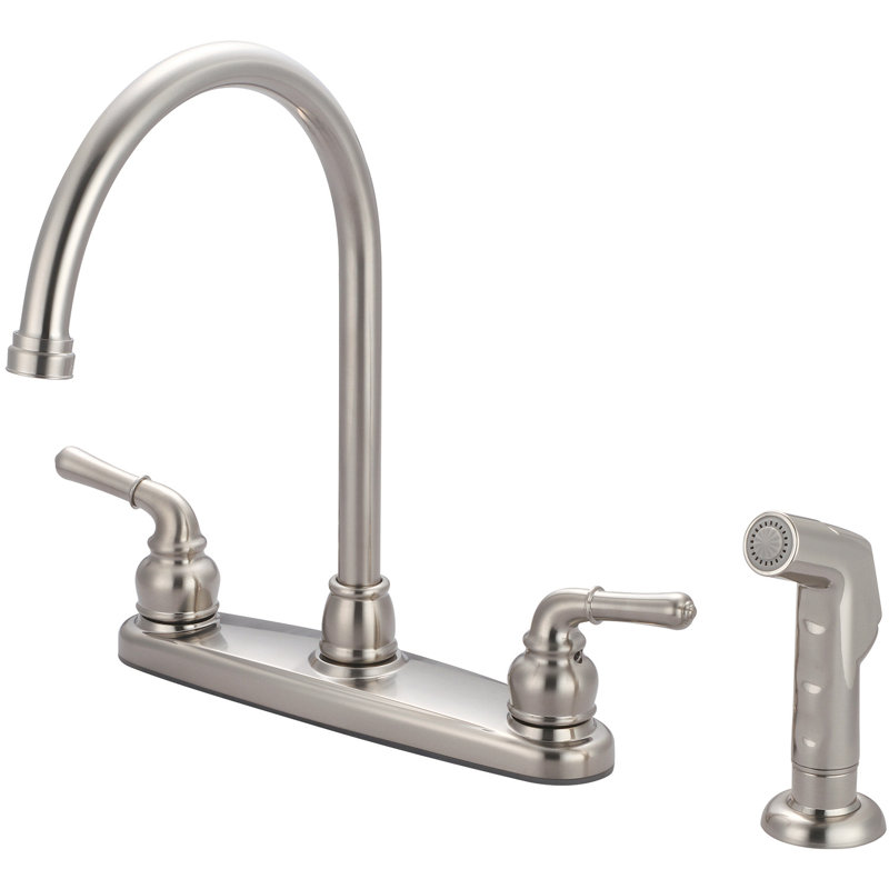Olympia Faucets Kitchen Faucet with Side Spray, PVD Brushed Nickel