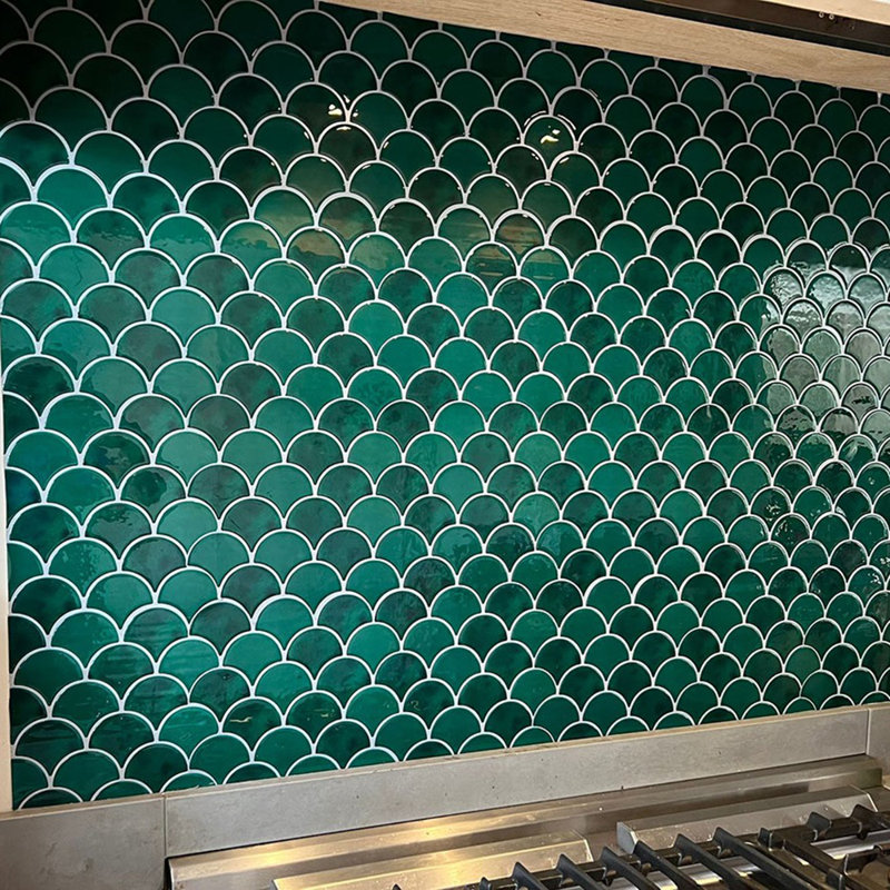 Carrelage mosaïque écailles de poisson en gel 10 "x 10" (ensemble de 10), Vert