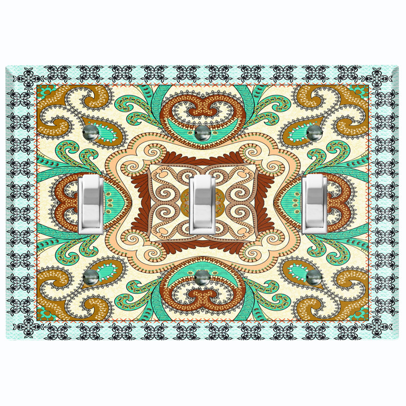 Metal Light Switch Plate Outlet Cover (Colourful Elegant Mesa Tile   - Single Toggle)