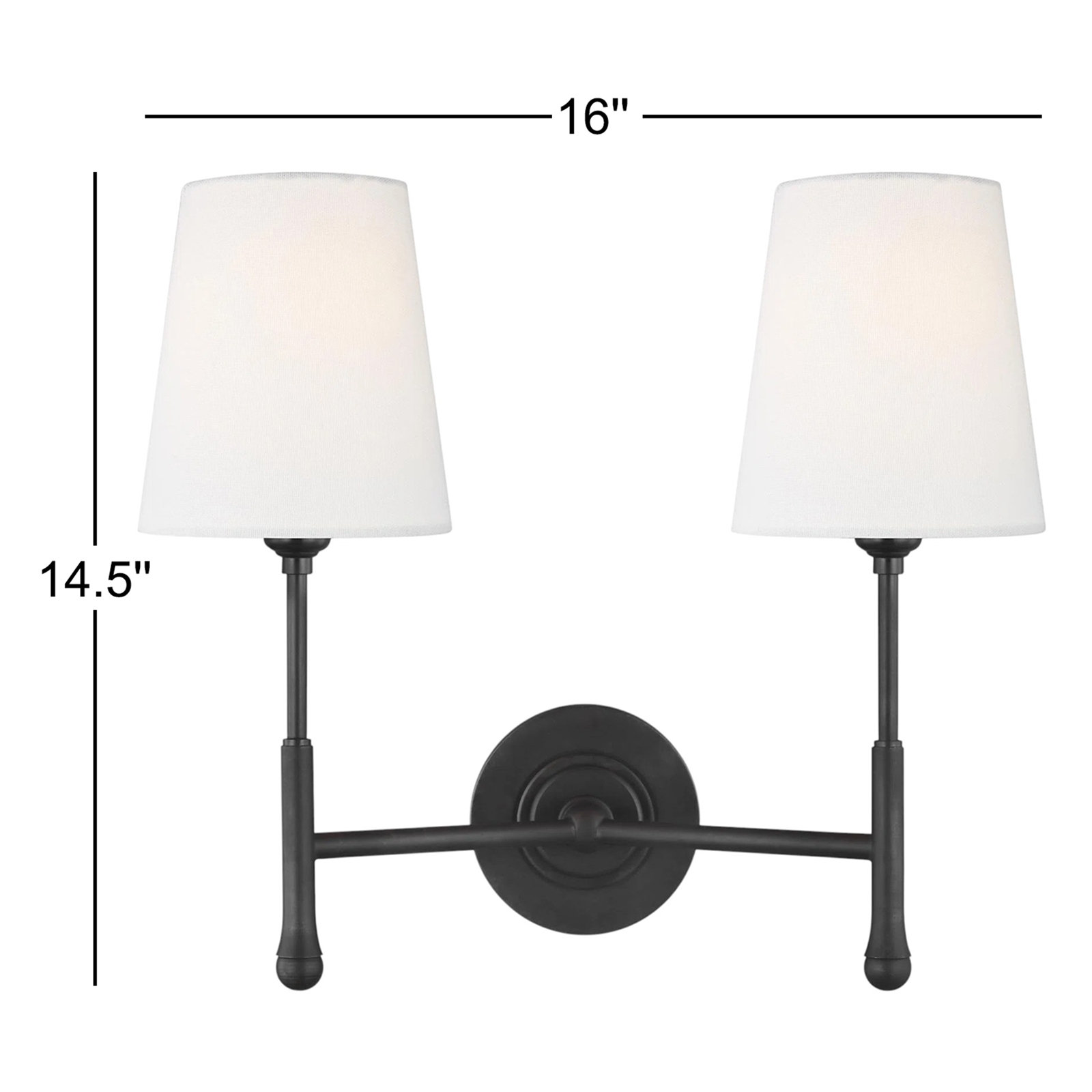 2-Light Dimmable Wallchiere, Aged Iron