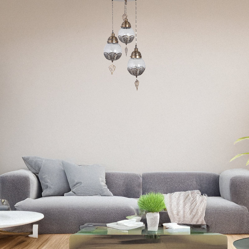 Luminaire suspendu en forme de globe à 3 lumières Glidden