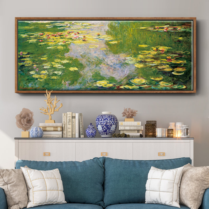 Nymphéas sur toile, reproduction d'art sur toile, Noyer