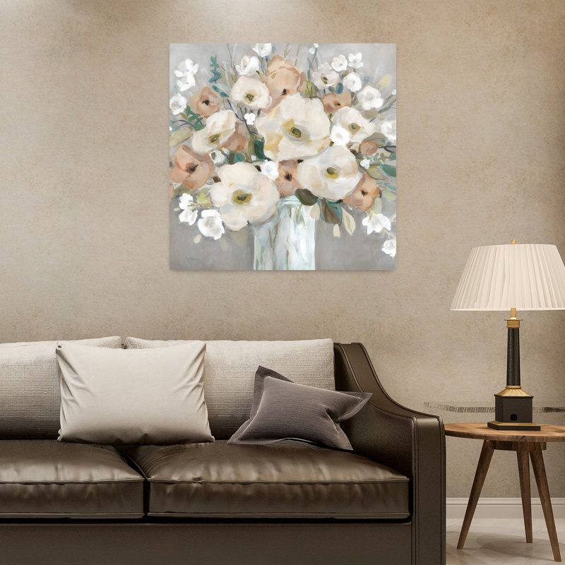 «Pastel Poppies Contemporary Dreamy Elegant Nature Flower», art mural, H 32 po x l 32 po