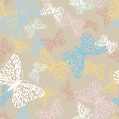 Sadorus Butterflies Seamless Pattern by Julia_Ra - Wrapped Canvas Print