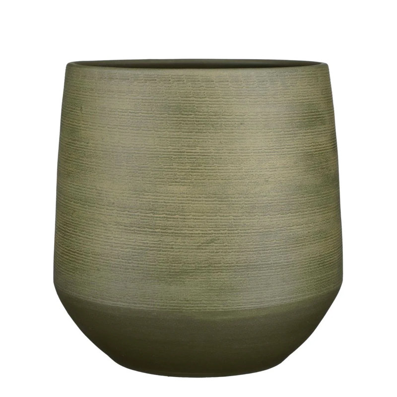 Evora Ceramic Pot Planter, 39cm H x 40cm W x 40cm D, Green