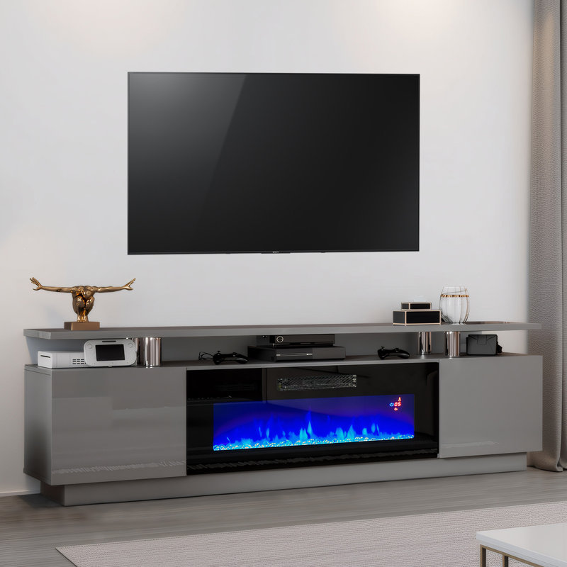 Meuble télé 70 po Bhhatu, Gris, 70"