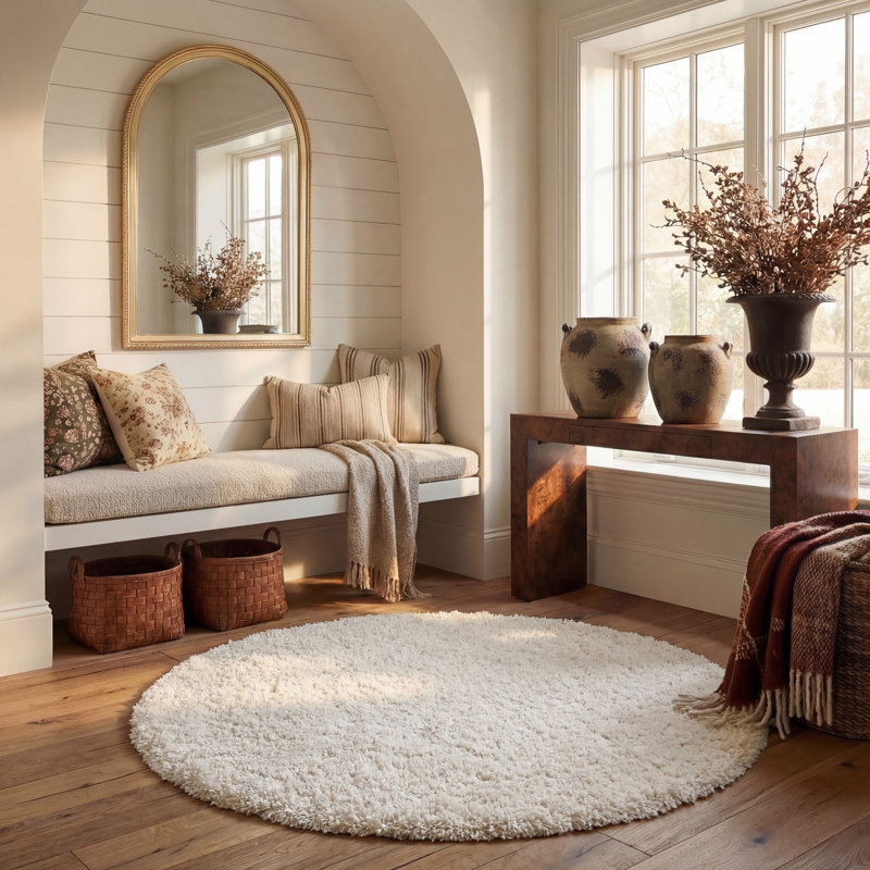 Mazarine Mazarine Ivory Area Rug, Round 5'1"