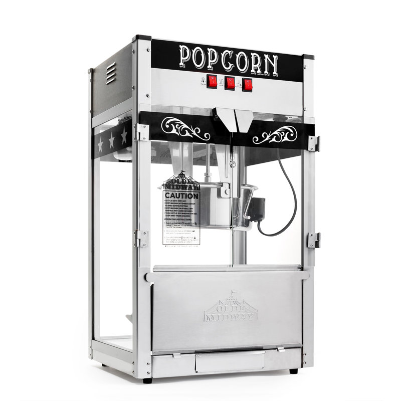 Olde Midway Black 12-Ounce Retro Popcorn Machine