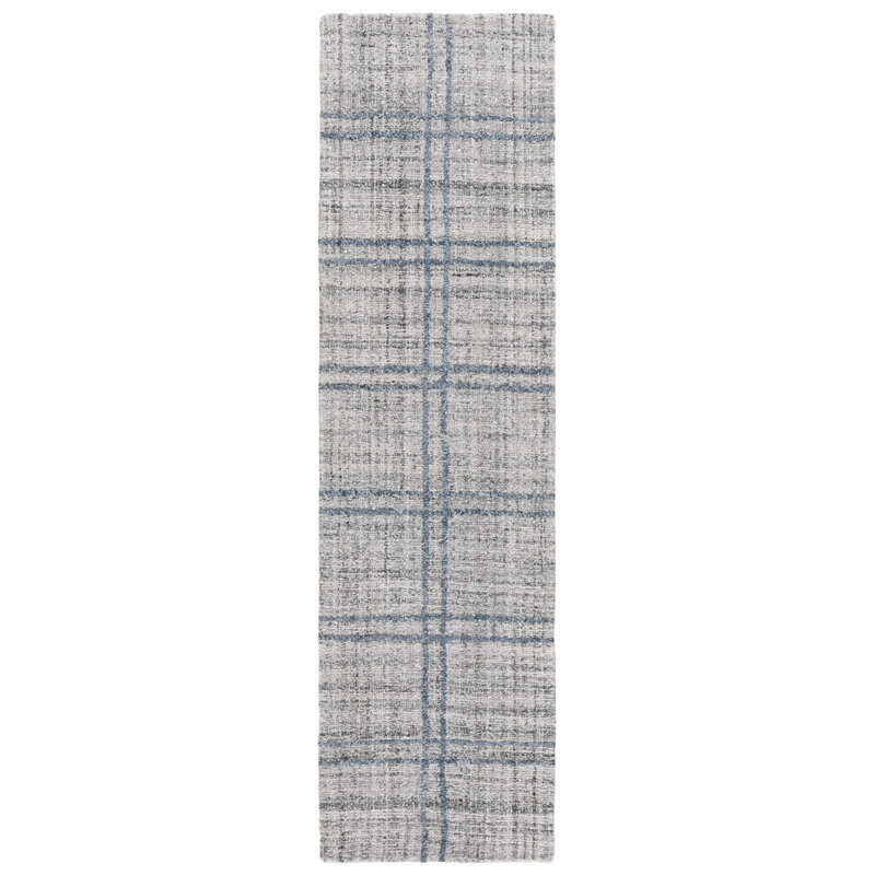 Tapis abstrait gris foncé 155, Tapis de couloir 2 pi 3 po x 8 pi