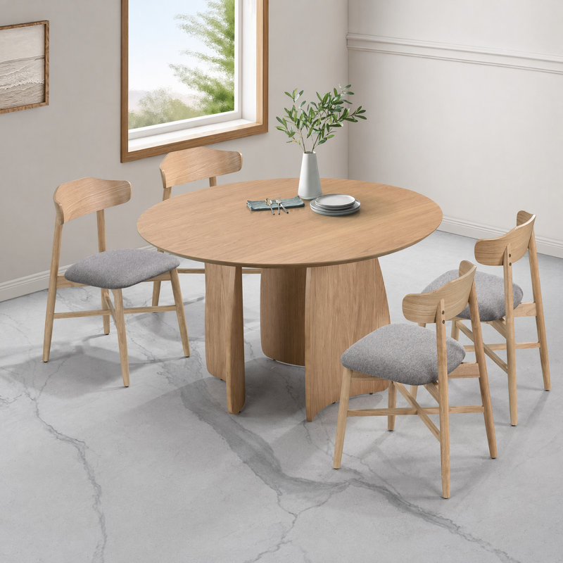 Ensemble de table de salle à manger avec chaises rembourrées Watley, 5 pièces: table, 4 chaises, Walnut