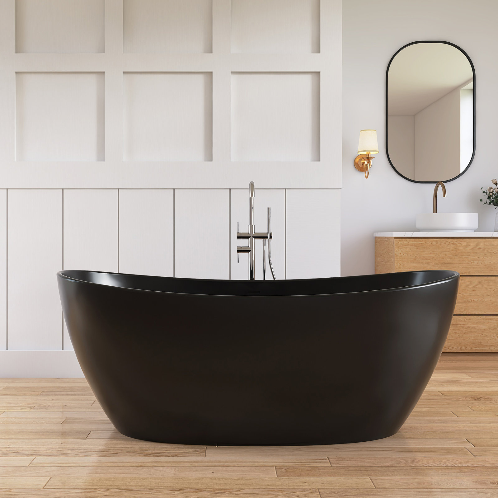 Forma 65" Double Slipper Soaking Bathtub, Matte Black