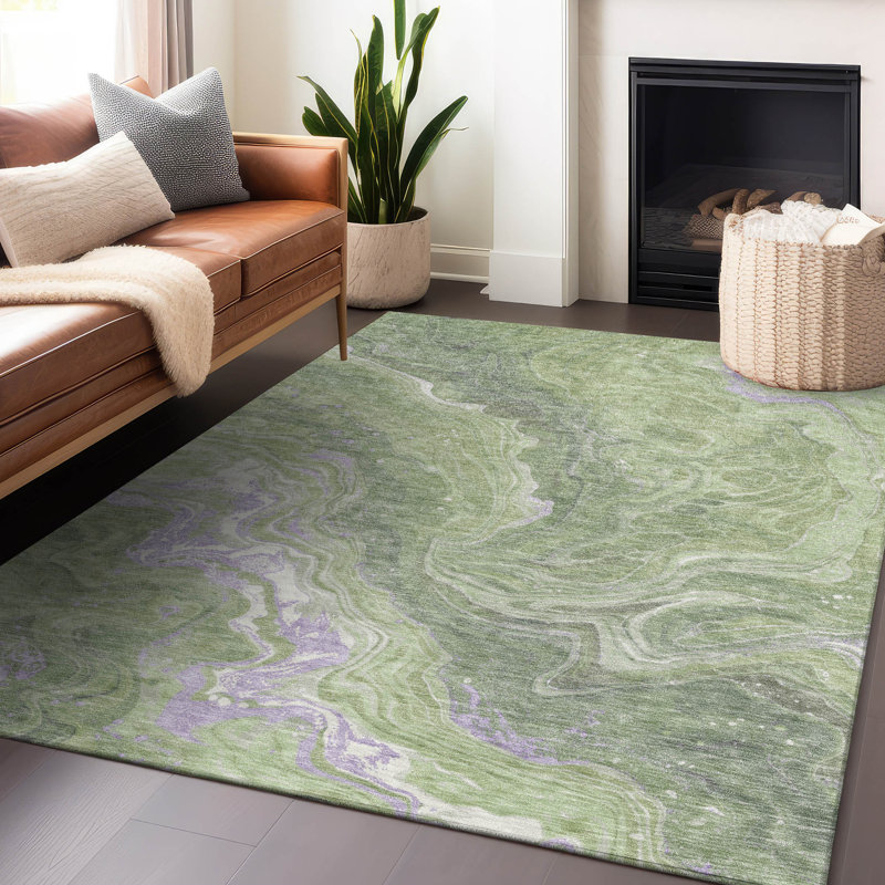 Tapis intérieur / extérieur vert Elius, 2 pi 3 po x 7 pi 6 po