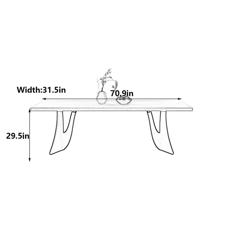 Table de salle à manger Wabi-Sabi, H 29,5 po x L 70,9 po x l 31,5 po