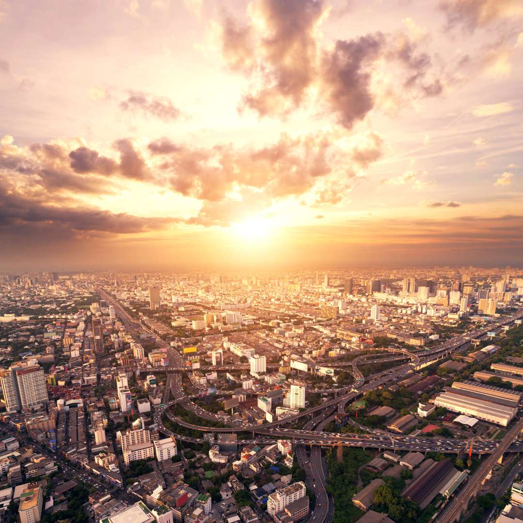 Bird View Of Urban Cityscape - Leinwanddrucke auf Wrapped Canvas