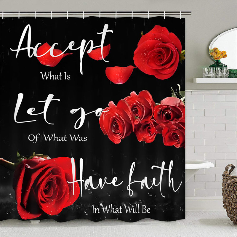 Ensemble de rideaux de douche 4 pièces Red Rose