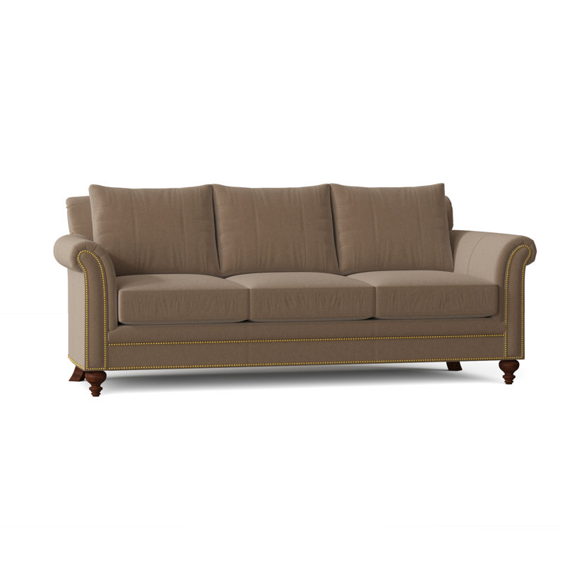 Richardson Sofa, Aline Fumo Genuine Leather, Mahogany, French Natural