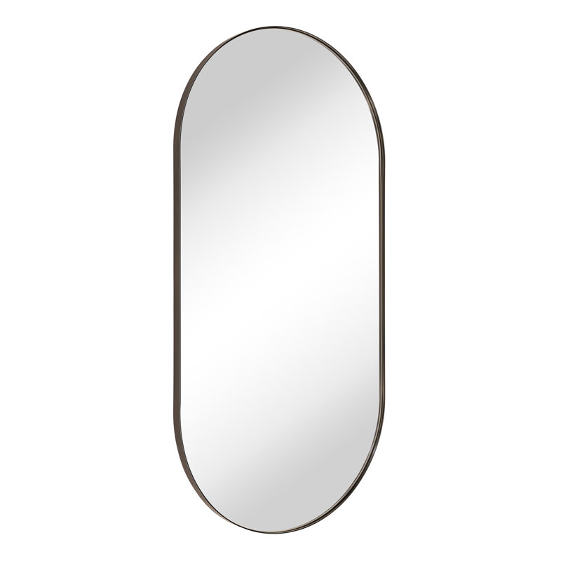 Cristos Oval Stainless Steel Wall Mirror, 40" H x 20" W, Oil Rubbed Bronze