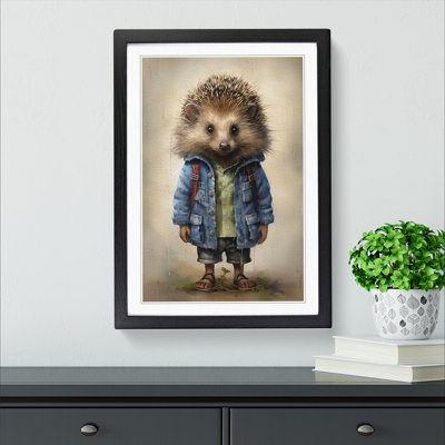 Hedgehog with Glasses Painting - Framed Print