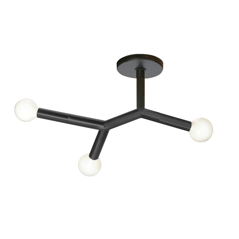 Plafonnier semi-encastré 3 lumières Rowley, Noir mat