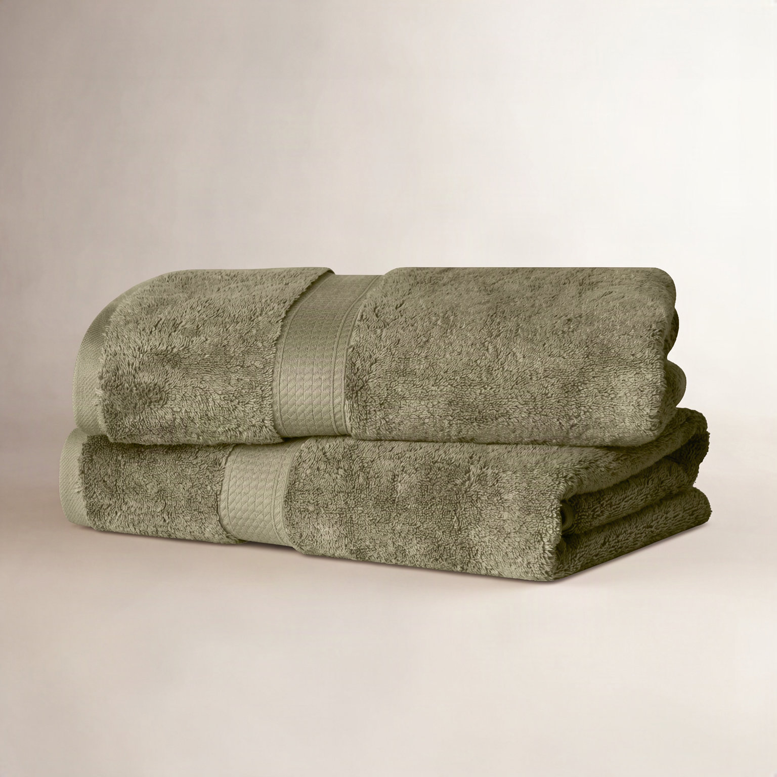 2-Piece Egyptian Cotton Bath Towel Set, Forest Green