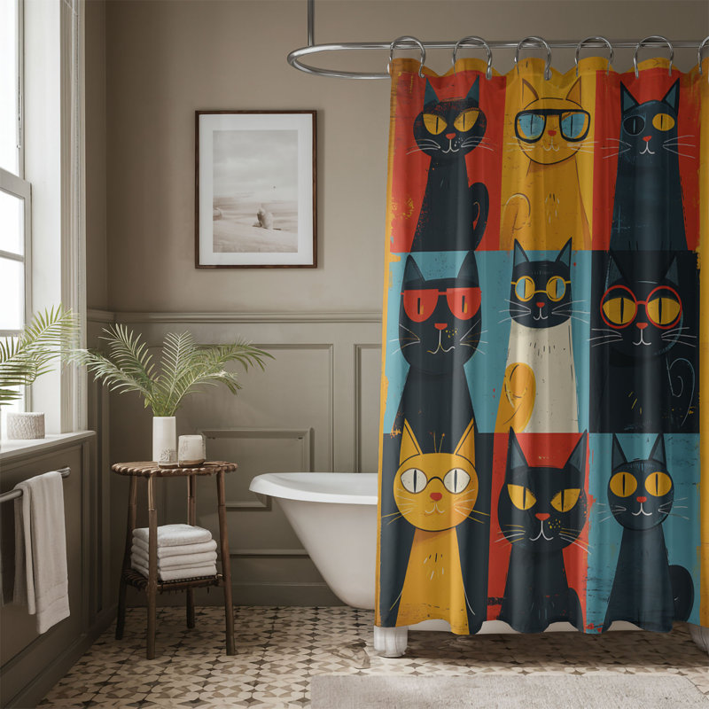 Whiskers on Canvas - Rideau de douche standard 1 pièce, H 74 po x l 40 po
