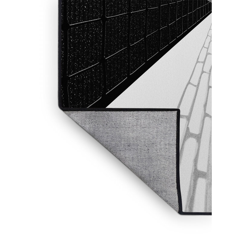 Machine Washable Takengon Volleyball Net Ball Modern & Contemporary Geometric Rug in Gray – Black Binding, 7x9