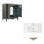 Meuble-lavabo vintage 30 po avec lavabo en céramique, armoire de rangement en bois d'hévéa massif avec tablette réglable (bleu sarcelle antique)