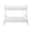 Lit superposé simple sur lit double avec garde-corps, structure en bois robuste au fini blanc pour chambre d'enfant
