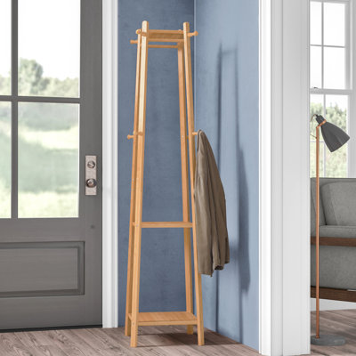 The Twillery Eben Solid Wood Hook Freestanding Coat Rack