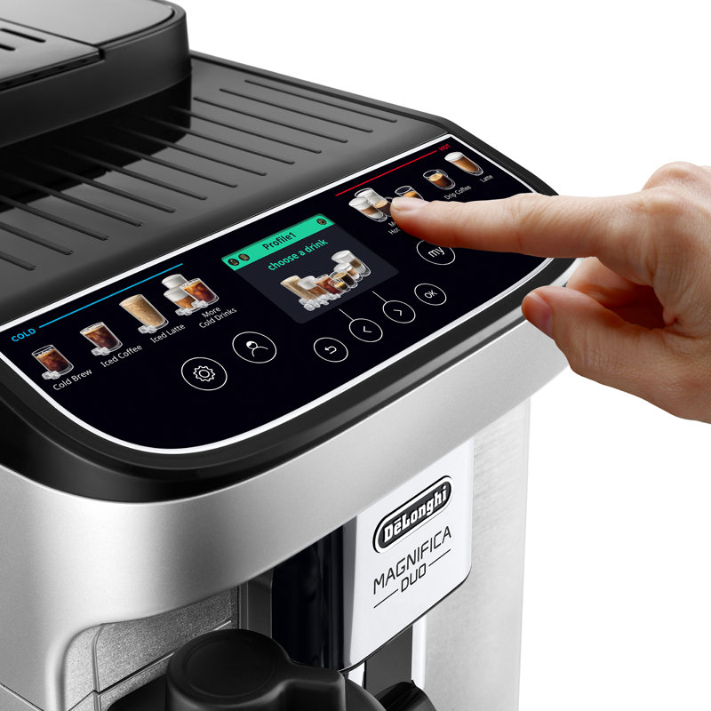 De'Longhi Magnifica Duo Fully Automatic Espresso Machine with Grinder & Milk Frother in Stainless Steel