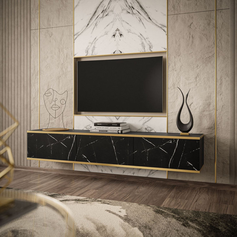 Alexsandra Unfinished TV Stand for TVs up to 65", Black