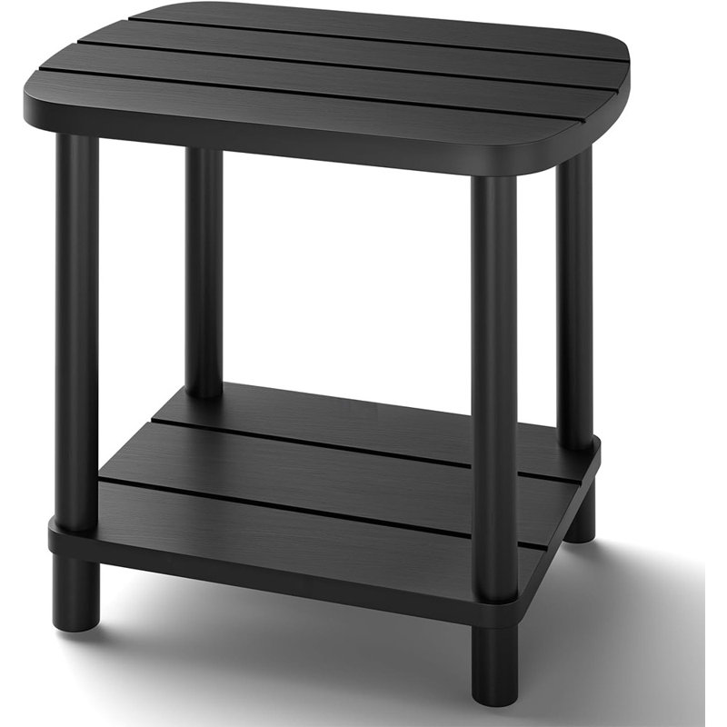 2-Tier Weather-Resistant Adirondack Outdoor Coffee Table – Patio End Table For Garden, Porch, Balcony & Indoor/Outdoor Use