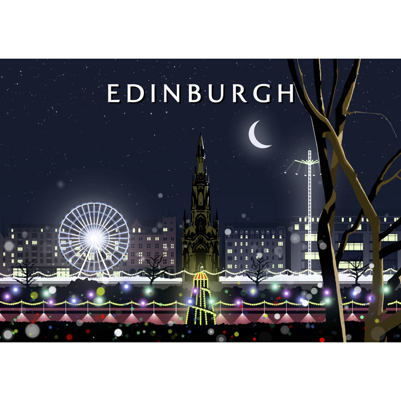 Edinburgh Night by Richard O'Neil - Print, 30 cm H x 40 cm W x 1 cm D, No Frame