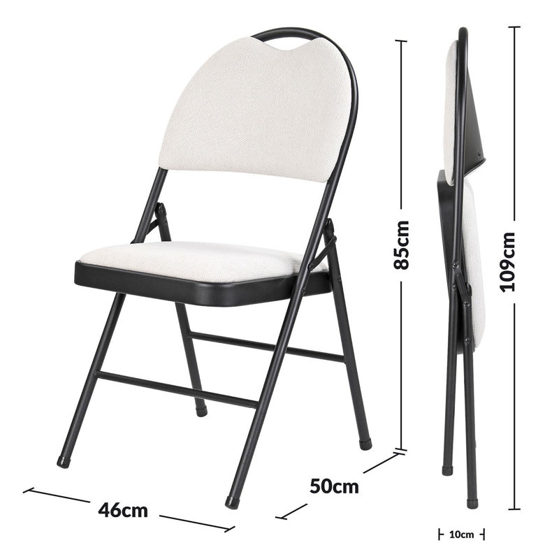 Fabric Padded Stackable Folding Chair Folding Chair, Black