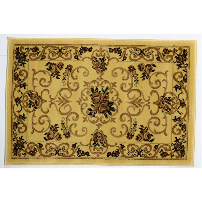 Tapis traditionnel Souvanerie crème doré Gloucester, Rectangle 5 pi 3 po x 7 pi 10 po