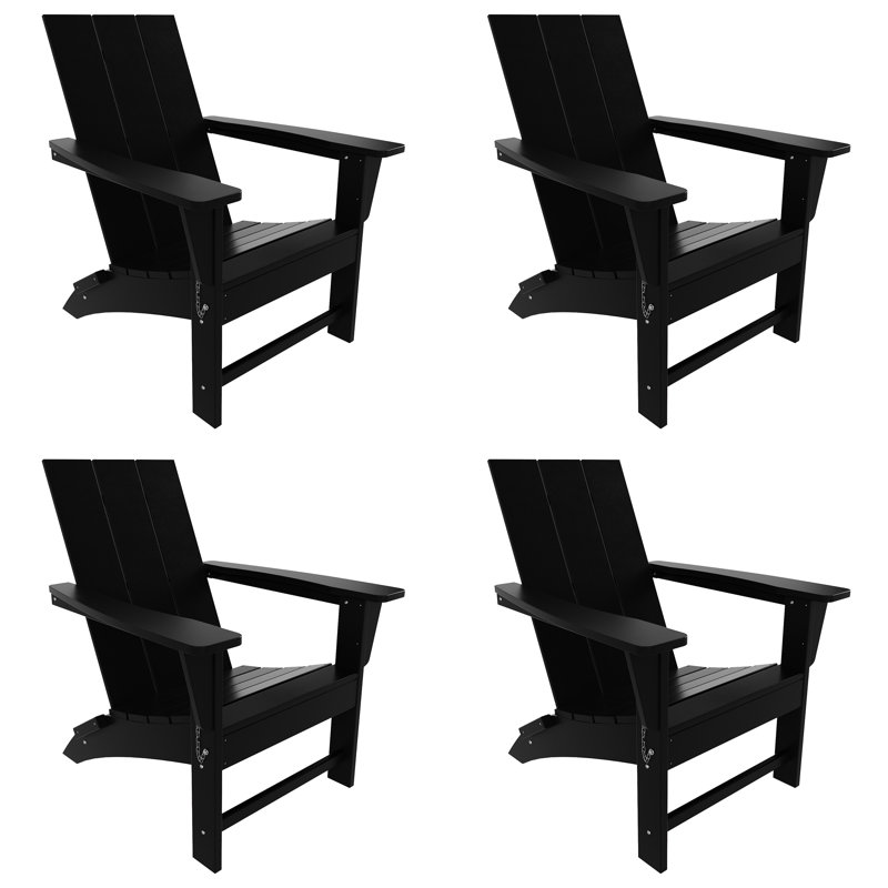 Joubert Foldable Outdoor Adirondack Set, Black