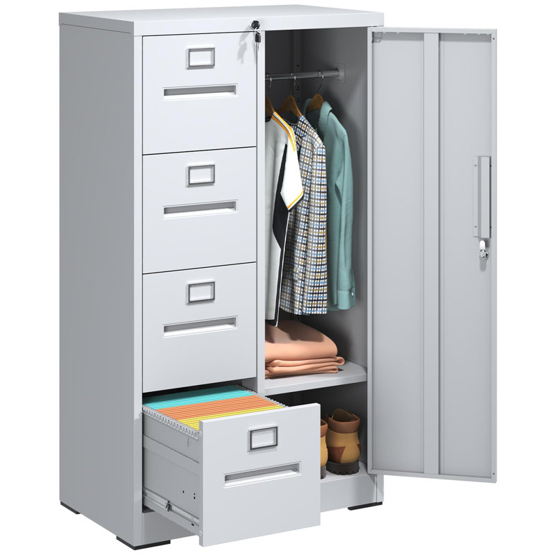 White Vertical 4-Drawer Lockable Metal Filing Cabinet