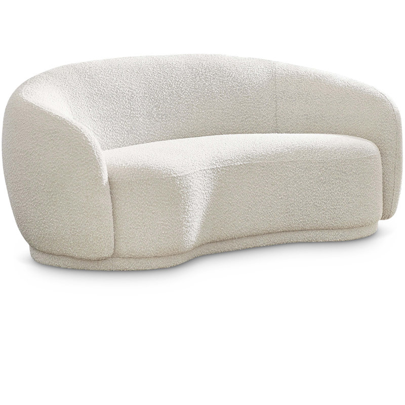 Canapé Chesterfield Hyde, Tissu crème bouclé, H 27,5 po x l 64 po x P 38 po