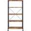 Bibliothèque rustique à 4 tablettes en muscade antique et noire, fonctionnelle pour la maison et noire avec 4 tablettes, rehausse le décor du salon de bureau