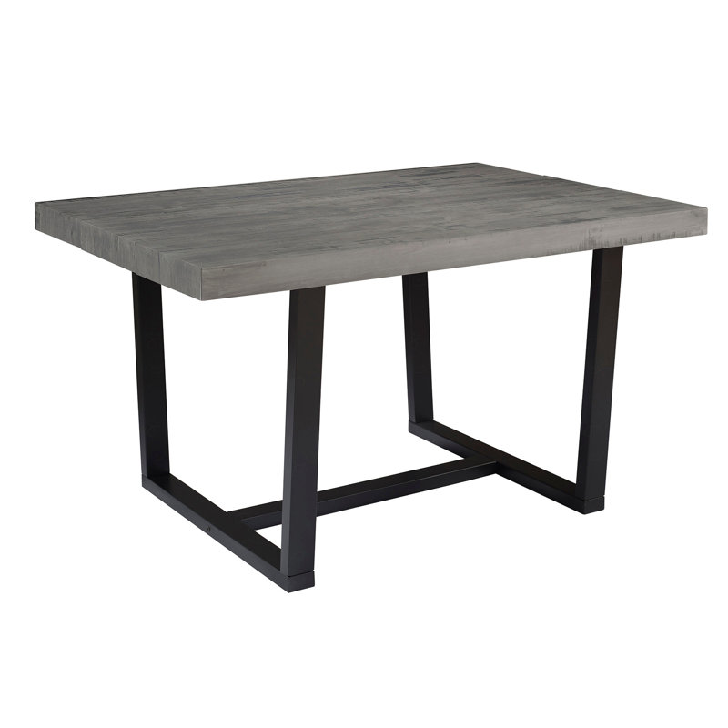 Rustic Metal and Solid Distressed Dining Table, Gray