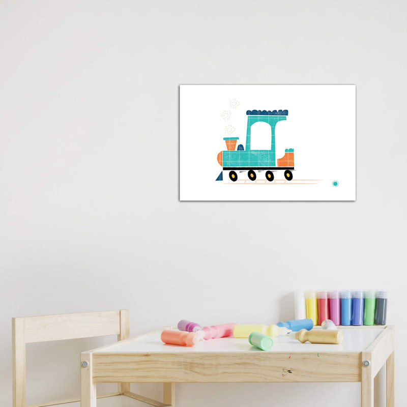 Train - imprimé, Pas de tapis, Toile tendue, H 8 po x l 12 po x P 0,75 po