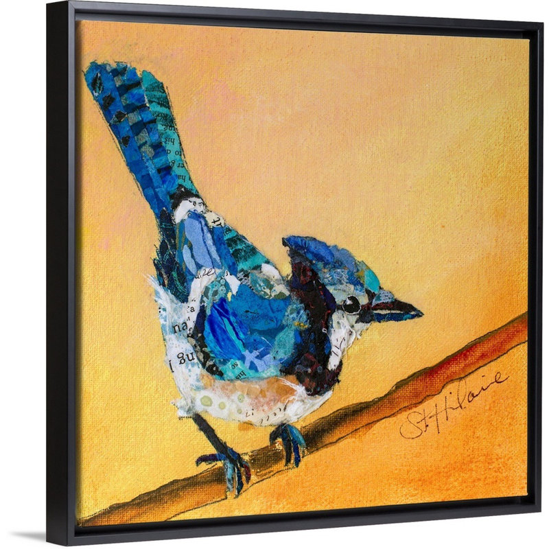 «Blue Jay Blessing» par Elizabeth St. Hilaire - reproduction d'art, Toile avec cadre noir, H 14 po x l 14 po x P 1,75 po