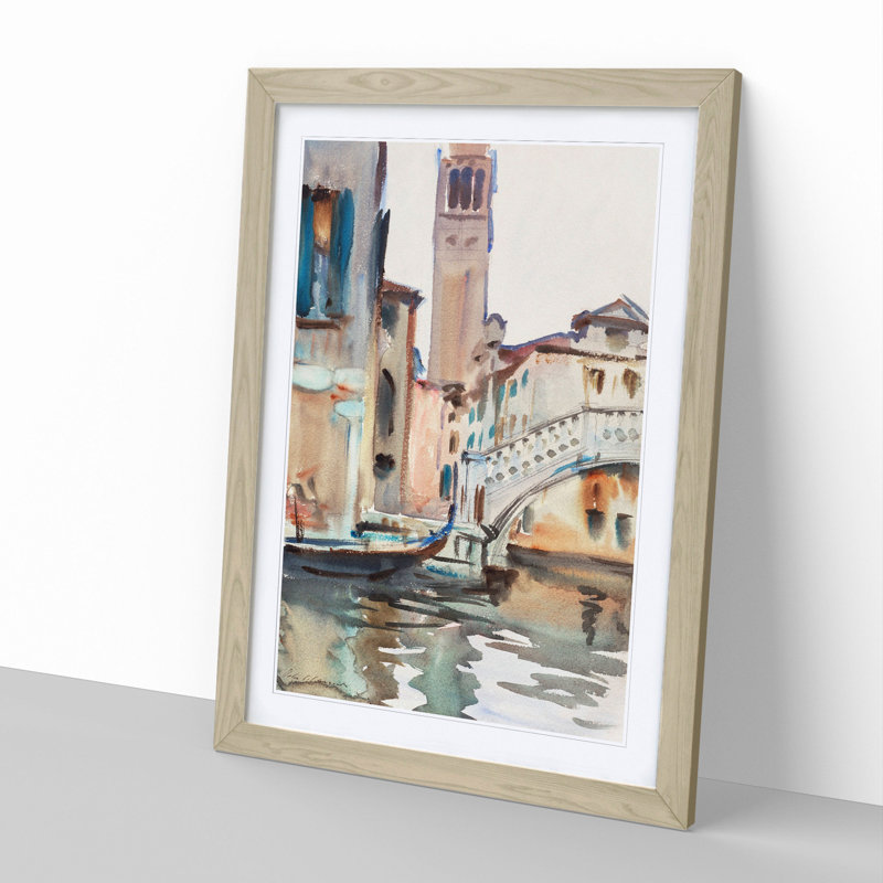 Bridge in Venice by John Singer Sargent - Picture Frame Painting, Oak, 65cm H x 48cm W x 2cm D