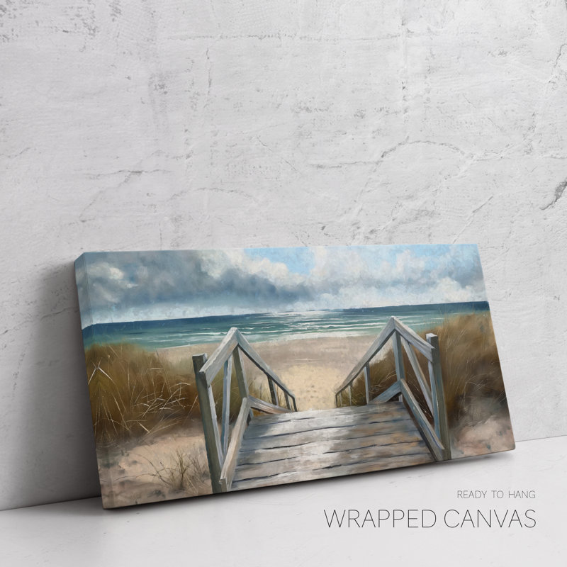 Pont sur l'océan, grande toile, paysage de plage, art mural maison de plage, art mural côtier, Toile tendue