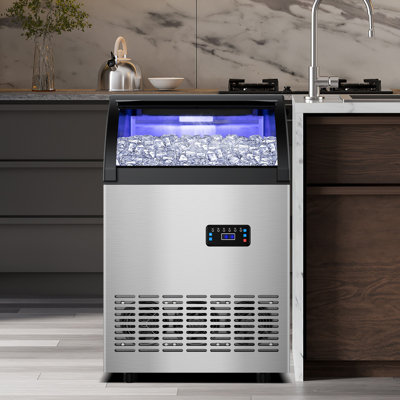 145 Lbs/Day Freestanding Built-In Ice Maker, 56 Lb Storage, 50-Piece Gourmet Ice Tray, Spray Ice Making on Fridge.com